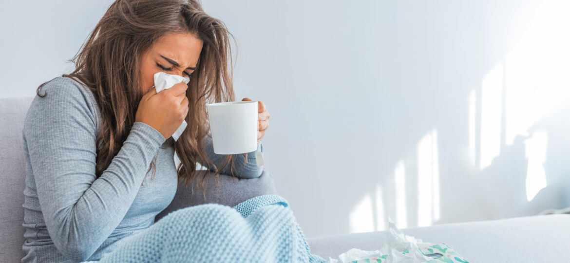 Woman with flu